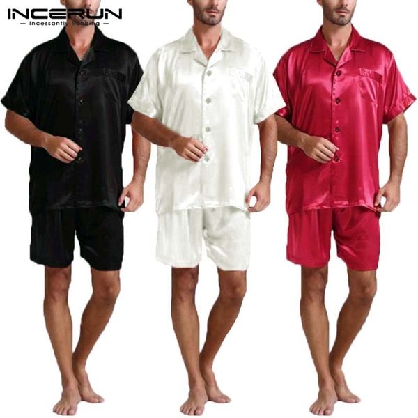 fashion silk satin men pajamas sets soft sleepwear leisure homewear short sleeve and shorts men pajama suits summer s-5xl y200422, Black;brown
fashion silk satin men pajamas sets soft sleepwear leisure homewear short sleeve and shorts men pajama suits summer s-5xl y200422, Black;brown