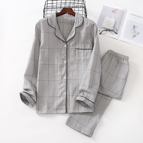 casual couple lattice 100% cotton suit autumn long sleeve ladies japanese men's pajamas 201027, Black;red
casual couple lattice 100% cotton suit autumn long sleeve ladies japanese men's pajamas 201027, Black;red