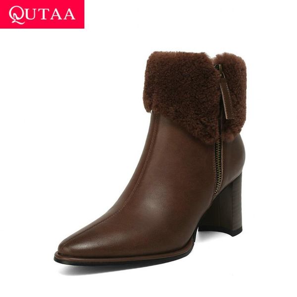 boots qutaa 2021 ins retro genuine leather women shoes round toe zipper ankle square high heel ladies short size 34-43, Black
boots qutaa 2021 ins retro genuine leather women shoes round toe zipper ankle square high heel ladies short size 34-43, Black