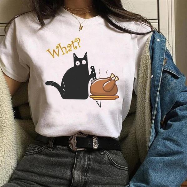 women clothes lady graphic cat turkey thanksgiving print short sleeve fall halloween tees female t shirt womens t shirt, White
women clothes lady graphic cat turkey thanksgiving print short sleeve fall halloween tees female t shirt womens t shirt, White