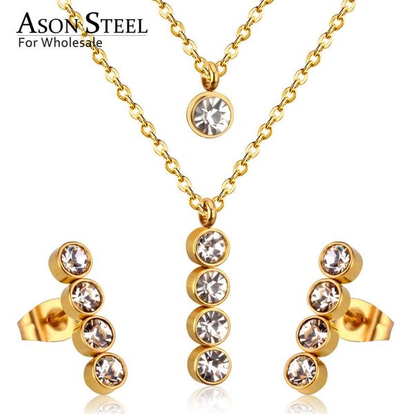asonsteel 316l stainless steel round + cz gold bridal wedding jewelry set for women 2021 necklace pendant small stud earring, Silver
asonsteel 316l stainless steel round + cz gold bridal wedding jewelry set for women 2021 necklace pendant small stud earring, Silver