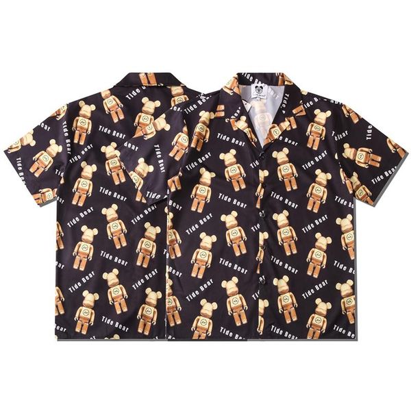 men's casual shirts 2021 high street hawaiian robot bear full print beach cardigan leisure short sleeves man, White;black
men's casual shirts 2021 high street hawaiian robot bear full print beach cardigan leisure short sleeves man, White;black