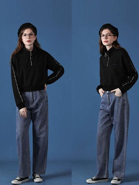 waist short sweater standing collar with plush thickening and loose small black women's ins fashion
waist short sweater standing collar with plush thickening and loose small black women's ins fashion
