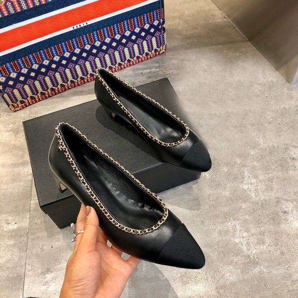 spring 2020 new metal chain casual flat shoes color matching pointed point shallow mouth thick high heels women's single shoes, Black
spring 2020 new metal chain casual flat shoes color matching pointed point shallow mouth thick high heels women's single shoes, Black