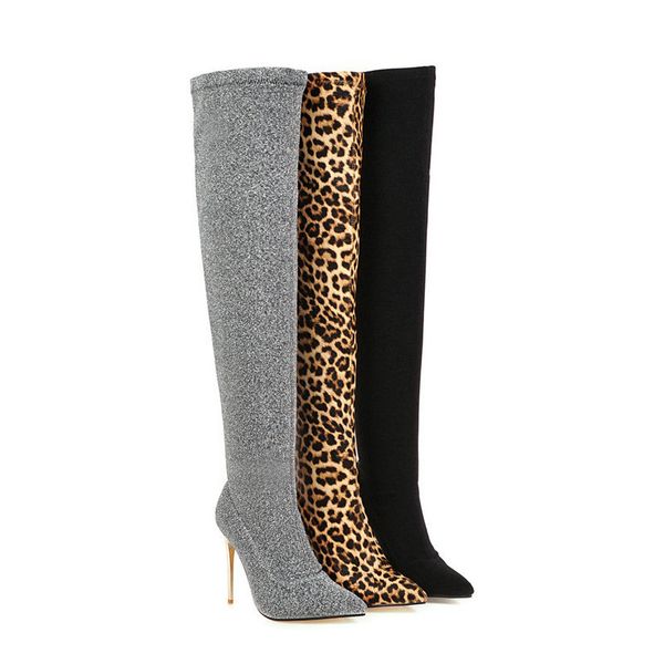 2021 new women over the knee super high heeled leopard socks shoes woman autumn winter warm long boots plus size 43 0vel, Black
2021 new women over the knee super high heeled leopard socks shoes woman autumn winter warm long boots plus size 43 0vel, Black