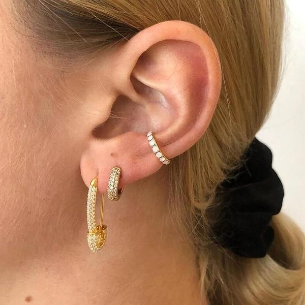 Unique Fashion Luxury Gold Personality Minimal Multi Color Safety Pin Stud Earrings for Women Party Pave CZ Cute Jewelry, Golden;silver
Unique Fashion Luxury Gold Personality Minimal Multi Color Safety Pin Stud Earrings for Women Party Pave CZ Cute Jewelry, Golden;silver