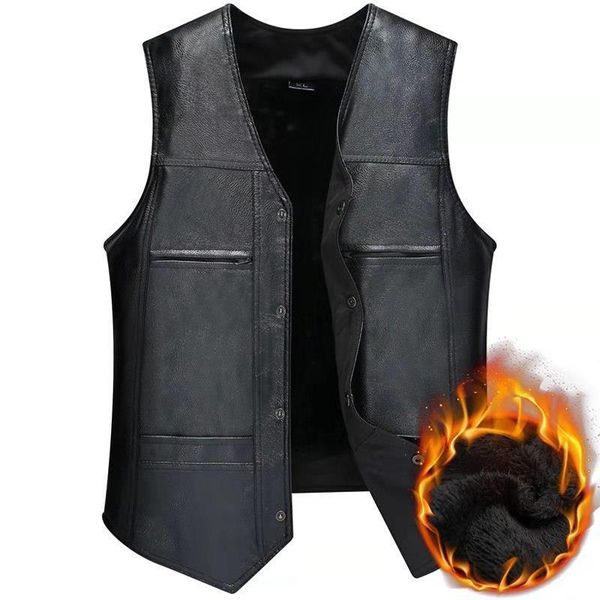 men's vests winter motorcycle leather vest riding middle-aged and elderly windproof add velvet to keep warm male waistcoat, Black;white
men's vests winter motorcycle leather vest riding middle-aged and elderly windproof add velvet to keep warm male waistcoat, Black;white