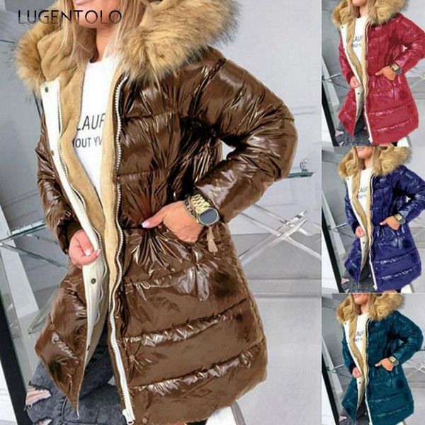 women's down & parkas lugentolo winter parka women thickening fashion warm fleece slim solid bright zipper fur collar hooded womens coa, Black
women's down & parkas lugentolo winter parka women thickening fashion warm fleece slim solid bright zipper fur collar hooded womens coa, Black