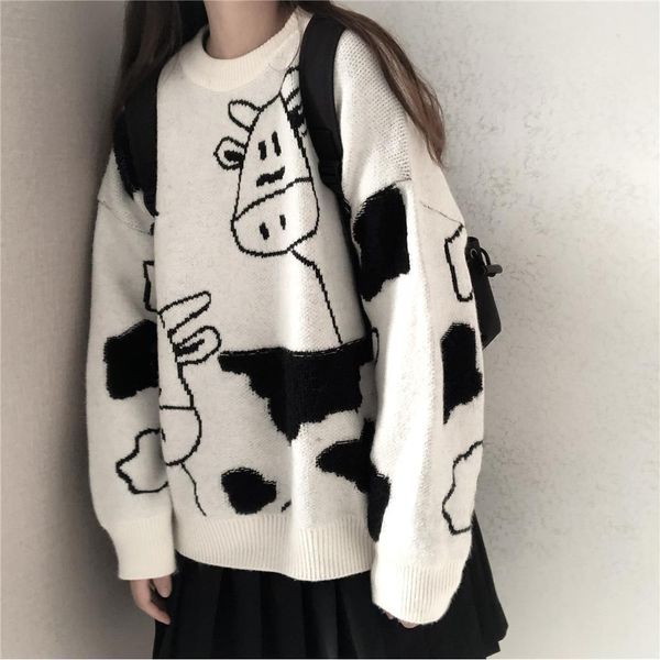 faculty 2021 wind fall and winter new sweet cow girl girl's sweater students loose joker coat tide tlvp, White;black
faculty 2021 wind fall and winter new sweet cow girl girl's sweater students loose joker coat tide tlvp, White;black