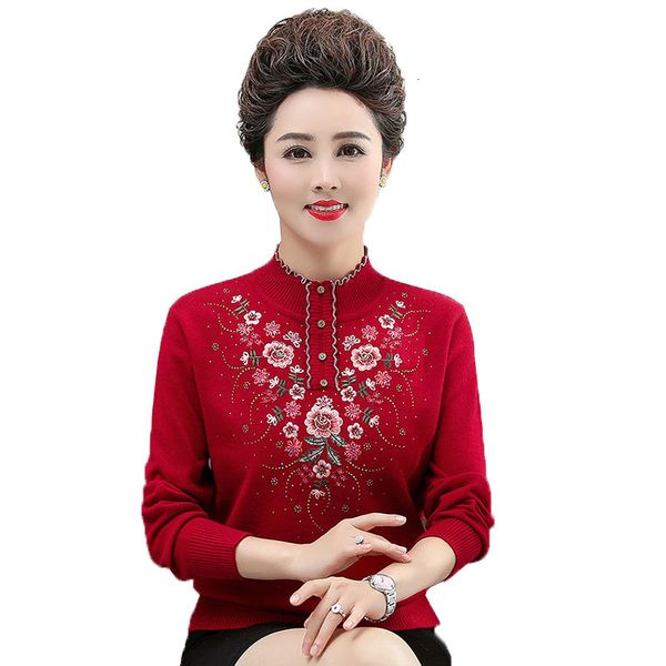 female sweater mid-aged autumn casual winter embroidered jumper oversized half turtleneck high r796 f05v, White;black
female sweater mid-aged autumn casual winter embroidered jumper oversized half turtleneck high r796 f05v, White;black