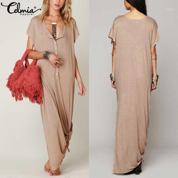 celmia bohemian summer dress women o neck short sleeve split long maxi sundress robe casual loose plus size beach vestidos1, Black;gray
celmia bohemian summer dress women o neck short sleeve split long maxi sundress robe casual loose plus size beach vestidos1, Black;gray