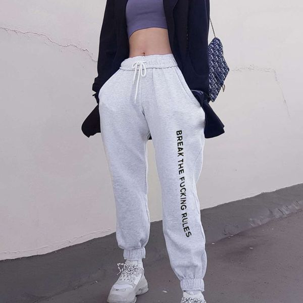 wind 2020 spring new women's letter print drawstring high waist versatile casual pants, Black;white
wind 2020 spring new women's letter print drawstring high waist versatile casual pants, Black;white
