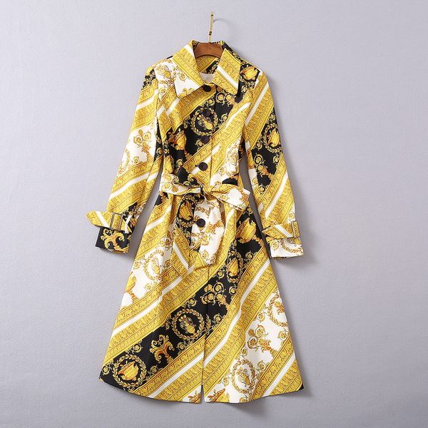 european and american women's wear 2020 winter new style long-sleeved retro print single breasted lace-up fashion trench coat, Tan;black
european and american women's wear 2020 winter new style long-sleeved retro print single breasted lace-up fashion trench coat, Tan;black