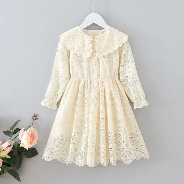 wholesale 2021 spring girls dresses solid beige color lace peter pan collar lady style princess dresses kids clothes e501, Red;yellow
wholesale 2021 spring girls dresses solid beige color lace peter pan collar lady style princess dresses kids clothes e501, Red;yellow