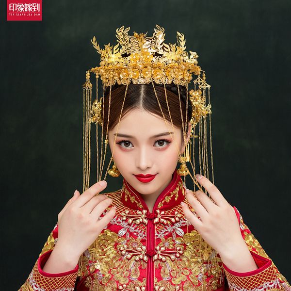 bride's ancient costume headdress phoenix crown 2020 new chinese style wedding tassel face curtain, Silver
bride's ancient costume headdress phoenix crown 2020 new chinese style wedding tassel face curtain, Silver