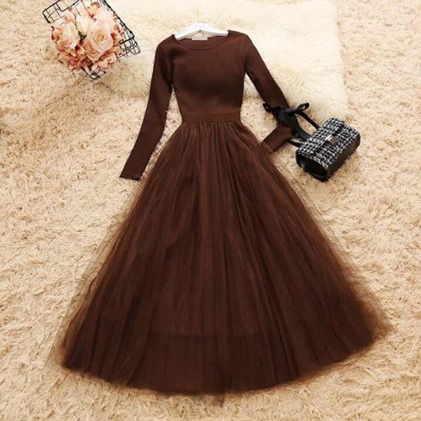 women knit dress autumn winter o-neck long sleeve knitted patchwork mesh dresses female elegant fluffy dress vestidos1, Black;gray
women knit dress autumn winter o-neck long sleeve knitted patchwork mesh dresses female elegant fluffy dress vestidos1, Black;gray