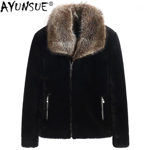 ayunsue real fur coat sheep shearling fur coat autumn winter jacket men raccoon collar jackets wool coats z186018my11931, Black
ayunsue real fur coat sheep shearling fur coat autumn winter jacket men raccoon collar jackets wool coats z186018my11931, Black