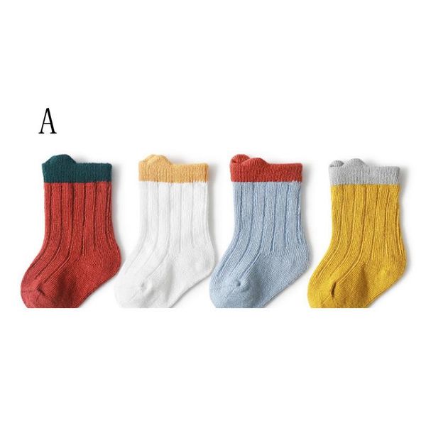 4pair/lot new autumn and winter baby socks warm children's newborn socks 4pair qylynv, Pink;yellow
