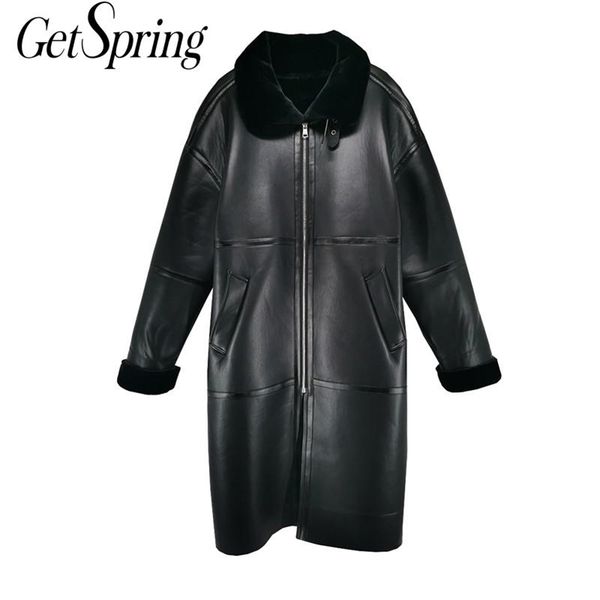 getspring women coat thickened women winter coat long sleeve long overcoat faux fur leather coat loose casual warm jacket 201212, Black
getspring women coat thickened women winter coat long sleeve long overcoat faux fur leather coat loose casual warm jacket 201212, Black