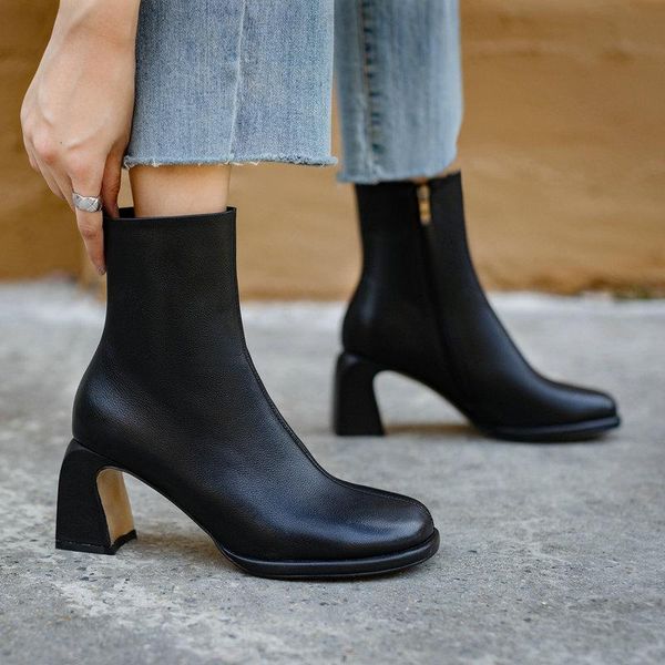 high heels women genuine leather ankle boots fashion platform short boots casual shoes woman winter warm, Black
high heels women genuine leather ankle boots fashion platform short boots casual shoes woman winter warm, Black