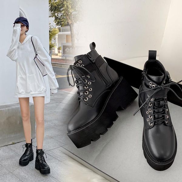 ymechic autumn punk rock gothic black booties woman platform shoes lace up chunky high heel biker ankle combat boots 39
ymechic autumn punk rock gothic black booties woman platform shoes lace up chunky high heel biker ankle combat boots 39
