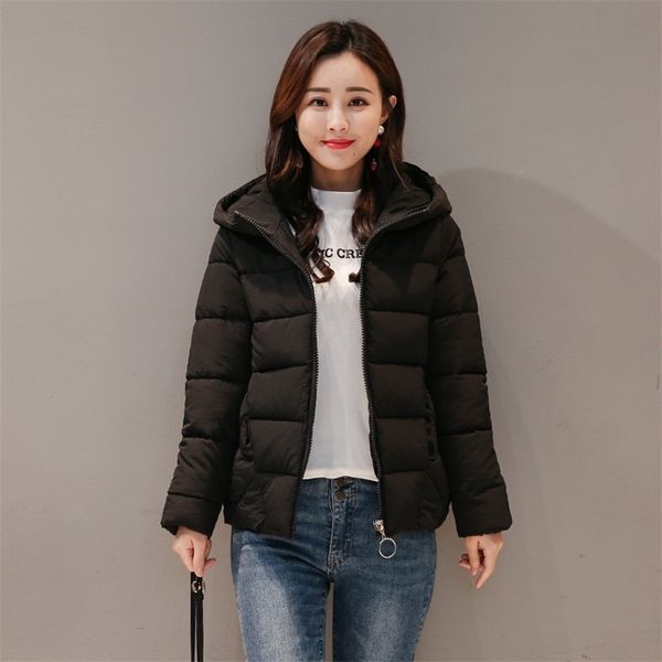 winter hooded short jacket women plus size solid women's parkas stand collar loose cotton padded casual thick coat ladies 201210, Black
winter hooded short jacket women plus size solid women's parkas stand collar loose cotton padded casual thick coat ladies 201210, Black