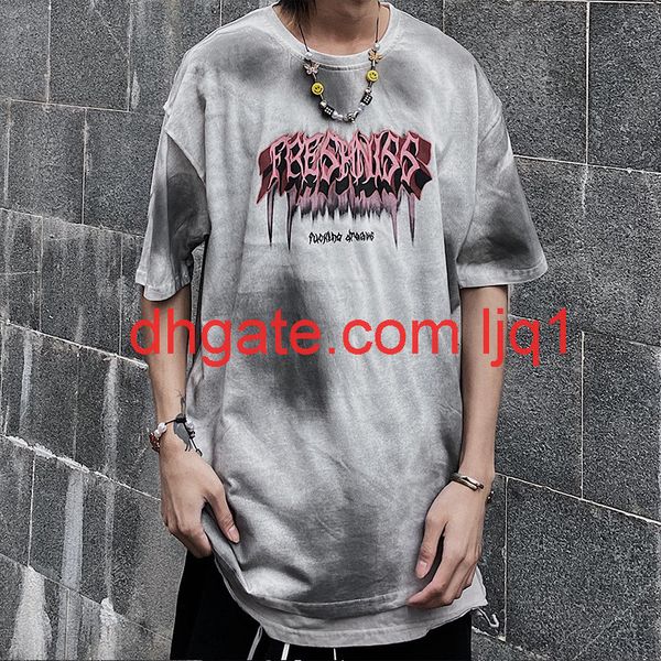 worn out dirty color printed short sleeve t-shirt men's summer high street fashion brand mourning department lazy wind loose half sleev, White;black
worn out dirty color printed short sleeve t-shirt men's summer high street fashion brand mourning department lazy wind loose half sleev, White;black