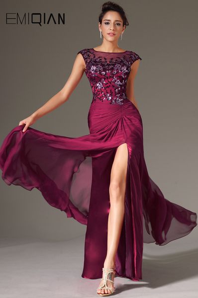 appliqued formal party gown o neck cap sleeves front slit burgundy chiffon evening dresses lj201123, White;black
appliqued formal party gown o neck cap sleeves front slit burgundy chiffon evening dresses lj201123, White;black