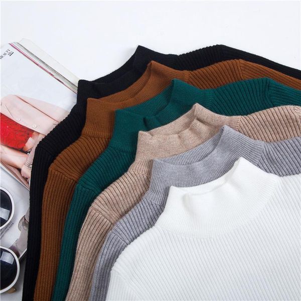 women's sweaters 2021 half turtleneck knitted women sweater full sleeve high elastic autumn winter fall slim pullover1, White;black
women's sweaters 2021 half turtleneck knitted women sweater full sleeve high elastic autumn winter fall slim pullover1, White;black