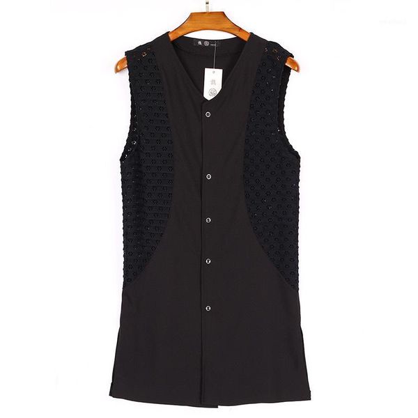 men's vests 2021 men's clothing hair stylist gd fashion splicing hollowed out thin vest cloak singer costumes1, Black;white
men's vests 2021 men's clothing hair stylist gd fashion splicing hollowed out thin vest cloak singer costumes1, Black;white