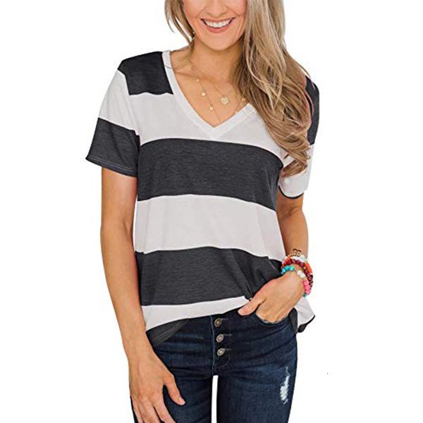 ladies summer short sleeves tee shirts women's print striped v-neck loose black s casual t-shirt plus size clothing, White
ladies summer short sleeves tee shirts women's print striped v-neck loose black s casual t-shirt plus size clothing, White