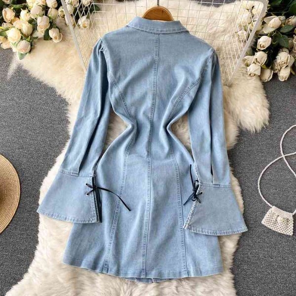 chic denim dress woman spring turn down collar bandage flare sleeves solid ins fashion short shirt dresses, Black;gray
chic denim dress woman spring turn down collar bandage flare sleeves solid ins fashion short shirt dresses, Black;gray