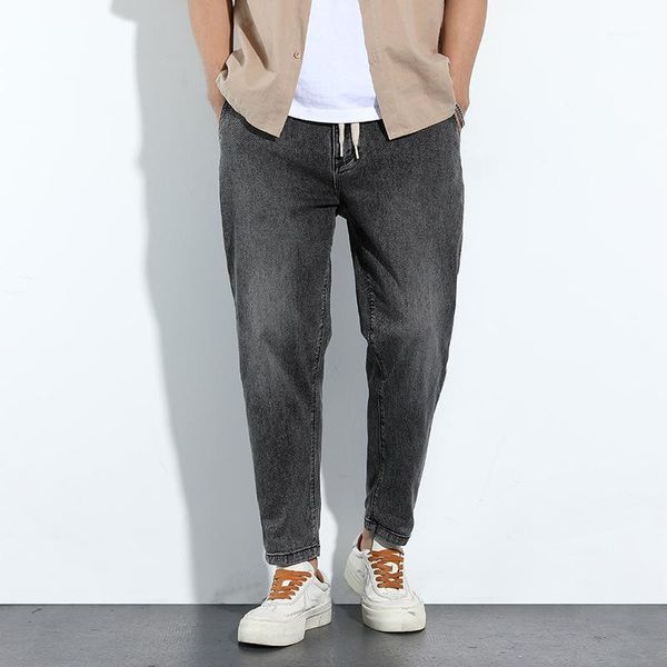 black denim jeans men drawstring straight washed retro bleached pockets loose solid color denim casual harem pants male1, Blue
black denim jeans men drawstring straight washed retro bleached pockets loose solid color denim casual harem pants male1, Blue