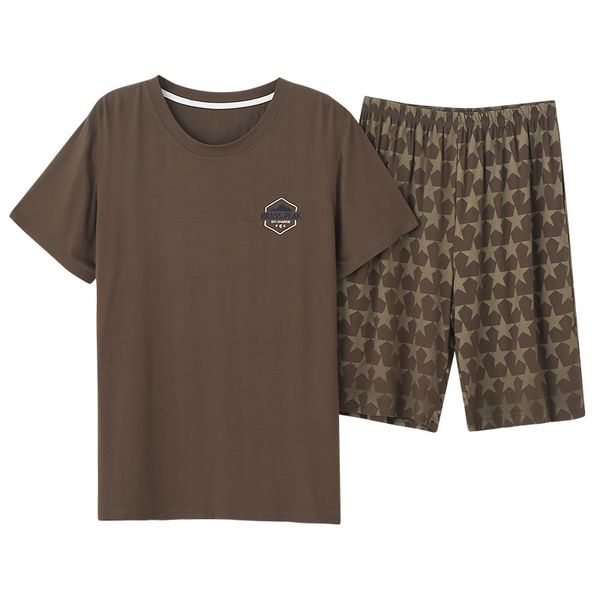 leisure summer men 100% modal pajamas short sleeve male pajama set men sleepwear suit casual bottom homewear clothing nightwear lj201113, Black;brown
leisure summer men 100% modal pajamas short sleeve male pajama set men sleepwear suit casual bottom homewear clothing nightwear lj201113, Black;brown