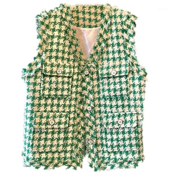 new 2019 autumn winter small fragrance green plaid tweed sleeveless women's jackets ladies v-neck single breasted tassel jacket1, Black;white
new 2019 autumn winter small fragrance green plaid tweed sleeveless women's jackets ladies v-neck single breasted tassel jacket1, Black;white