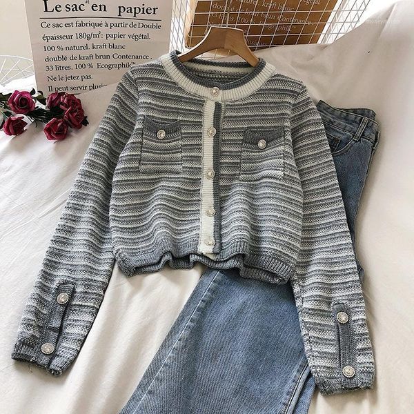 women's knits & tees vintage thick o neck long sleeve women knitted cardigans korean single breasted puff sueter mujer pockets sweaters, White
women's knits & tees vintage thick o neck long sleeve women knitted cardigans korean single breasted puff sueter mujer pockets sweaters, White