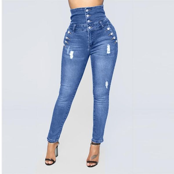 woman pants for autumn 2021 new fashion casual solid color elastic button plus loose hole denim casual small feet cropped jeans, Blue
woman pants for autumn 2021 new fashion casual solid color elastic button plus loose hole denim casual small feet cropped jeans, Blue