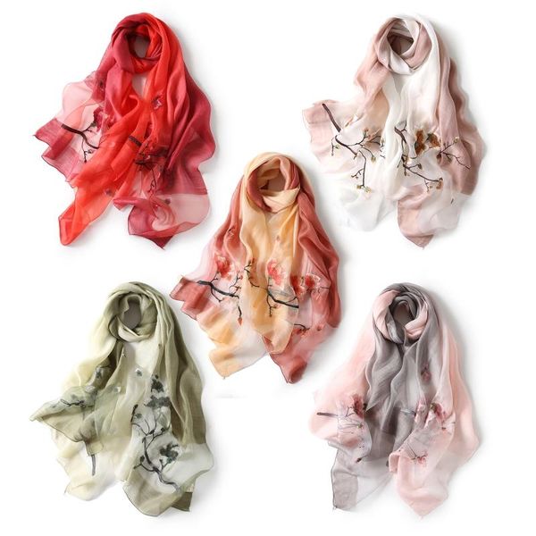 embroidered women shawls wraps lady travel winter neck scarves, Blue;gray