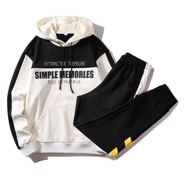 2021 new pieces sets tracksuit men autumn stitching color sweatshirt jacket + pants male fashion striped patchwork hoody set sportswear r3j7, Black
2021 new pieces sets tracksuit men autumn stitching color sweatshirt jacket + pants male fashion striped patchwork hoody set sportswear r3j7, Black