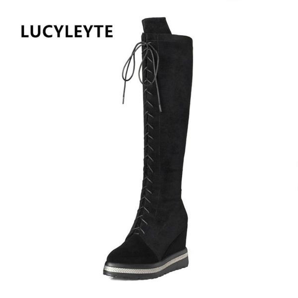 european and american style cow suede material front lace-up boots round head wedge chain rubber soles fashion boots women, Black
european and american style cow suede material front lace-up boots round head wedge chain rubber soles fashion boots women, Black
