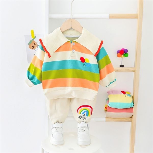 hylkidhuose spring baby girls clothing sets stripe rainbow lapel t shirt pants toddler infant clothes children clothing y200803, White
hylkidhuose spring baby girls clothing sets stripe rainbow lapel t shirt pants toddler infant clothes children clothing y200803, White