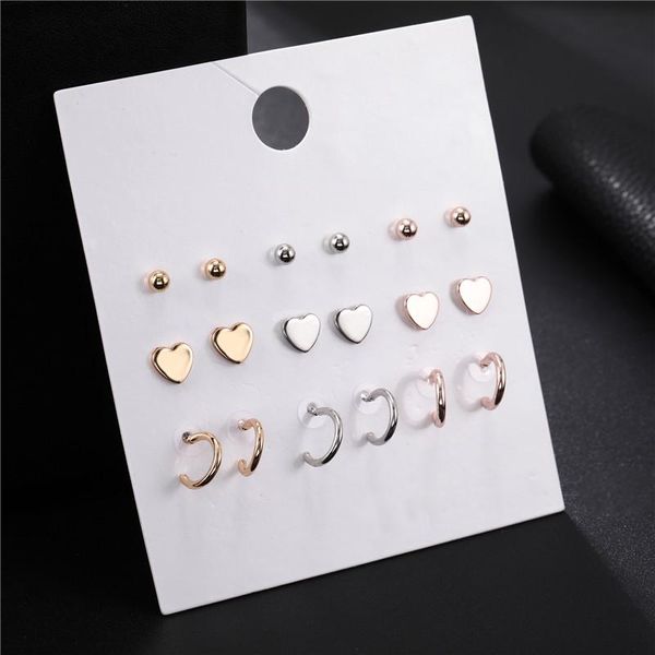 9pairs/set mix rose gold gold silver color ball heart stud earrings for women boucle d'oreille party bridal jewelry brincos, Golden;silver
9pairs/set mix rose gold gold silver color ball heart stud earrings for women boucle d'oreille party bridal jewelry brincos, Golden;silver