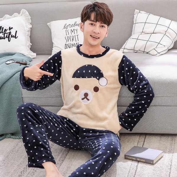 winter warm flannel cartoon men's pyjamas long sleeve pajamas set male sleepwear coral fleece nightsuits plus size homewear sets, Black;brown
winter warm flannel cartoon men's pyjamas long sleeve pajamas set male sleepwear coral fleece nightsuits plus size homewear sets, Black;brown
