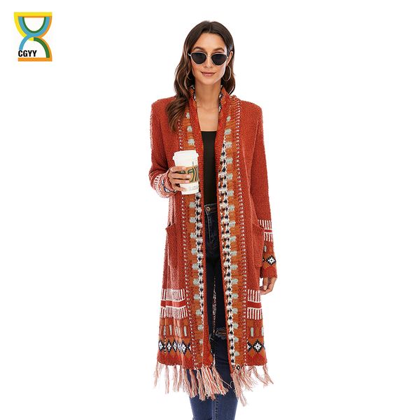 cgyy fashion rust red color autumn winter long sleeve knitted boho plaid cardigan women open front sweaters with fringe tassel, Tan;black
cgyy fashion rust red color autumn winter long sleeve knitted boho plaid cardigan women open front sweaters with fringe tassel, Tan;black