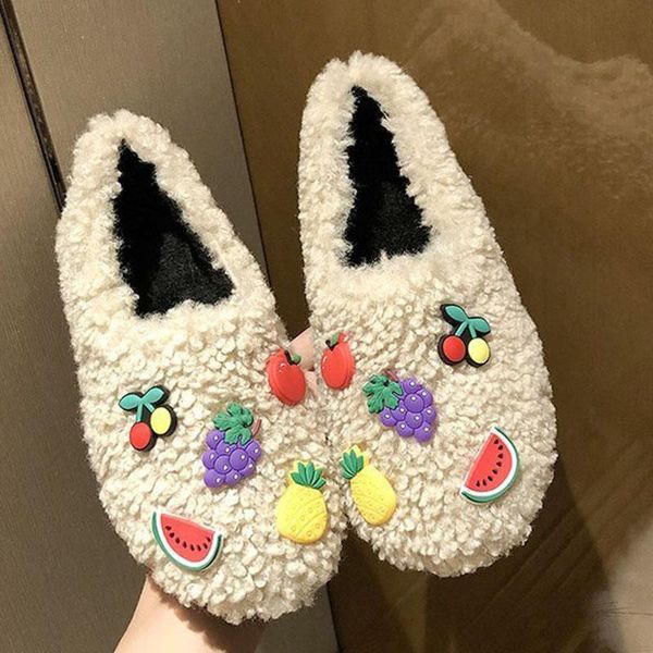 cuter fruit lambswool moccasins winter plush shoes women ballerina cozy woolen fur flats woman cherry/grape furry loafers 2020, Black 
cuter fruit lambswool moccasins winter plush shoes women ballerina cozy woolen fur flats woman cherry/grape furry loafers 2020, Black