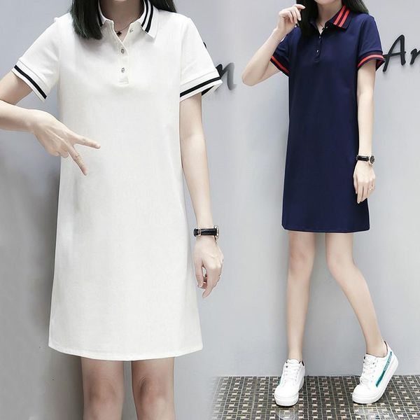 2021 women polo t-shirt dress striped short sleeve summer elegant dresses female casual preppy style long loose, Black;gray
2021 women polo t-shirt dress striped short sleeve summer elegant dresses female casual preppy style long loose, Black;gray