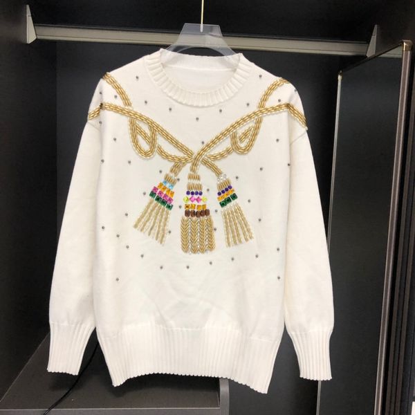 milan runway sweater 2020 o neck long sleeve beads high end jacquard pullover women designer sweater 12.21-10, White;black
milan runway sweater 2020 o neck long sleeve beads high end jacquard pullover women designer sweater 12.21-10, White;black