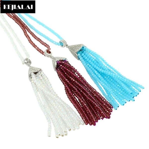 New Design Handmade Tassel Pendant Necklace Silver Color Charm Paved with Crystal Rhinestone Glass Crystal Beads Tassel Chain
New Design Handmade Tassel Pendant Necklace Silver Color Charm Paved with Crystal Rhinestone Glass Crystal Beads Tassel Chain