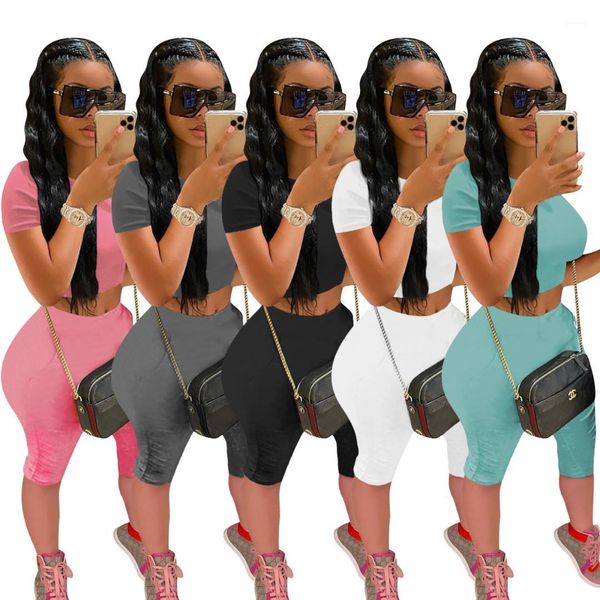 short sleeve short stacked pants womens 2pcs sets casual females spring summer clothing solid color womens designer tracksuits fashion, Gray
short sleeve short stacked pants womens 2pcs sets casual females spring summer clothing solid color womens designer tracksuits fashion, Gray