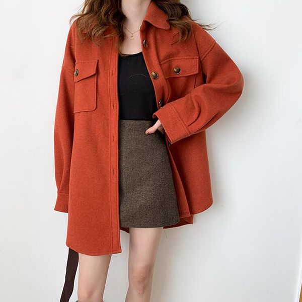 plus size loose wool blends long winter coat turn-down collar 2020 korean fashion woolen coats women casual streetwear elegant lj201106, Black
plus size loose wool blends long winter coat turn-down collar 2020 korean fashion woolen coats women casual streetwear elegant lj201106, Black